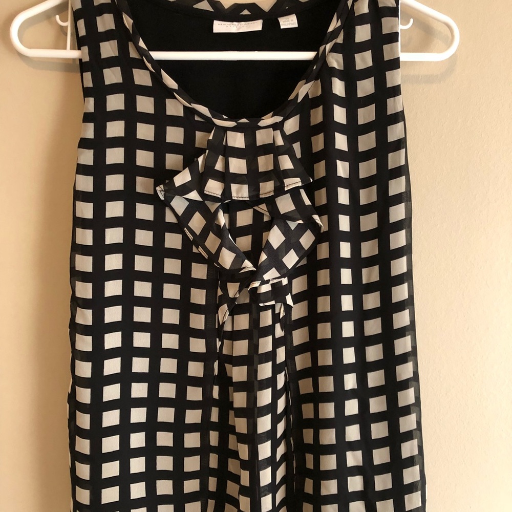Plaid black and white blouse